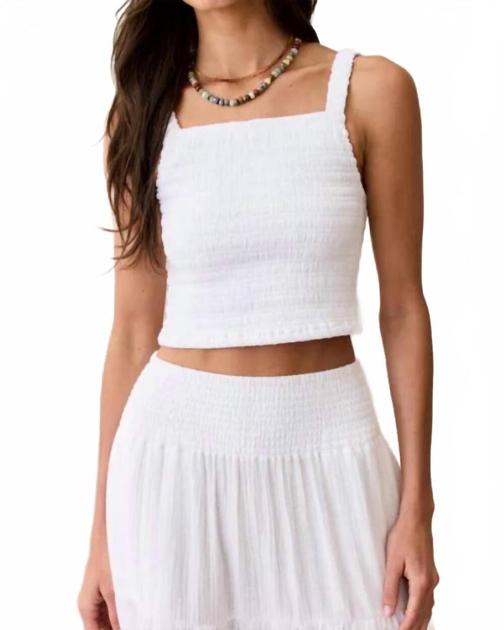 NEW MARINE LAYER lila double cloth tank in white